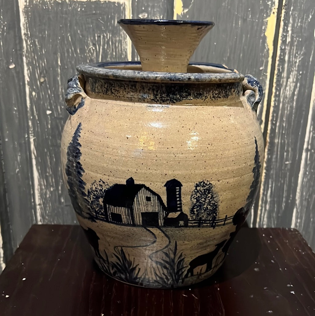 Covered Farm Painter Crock