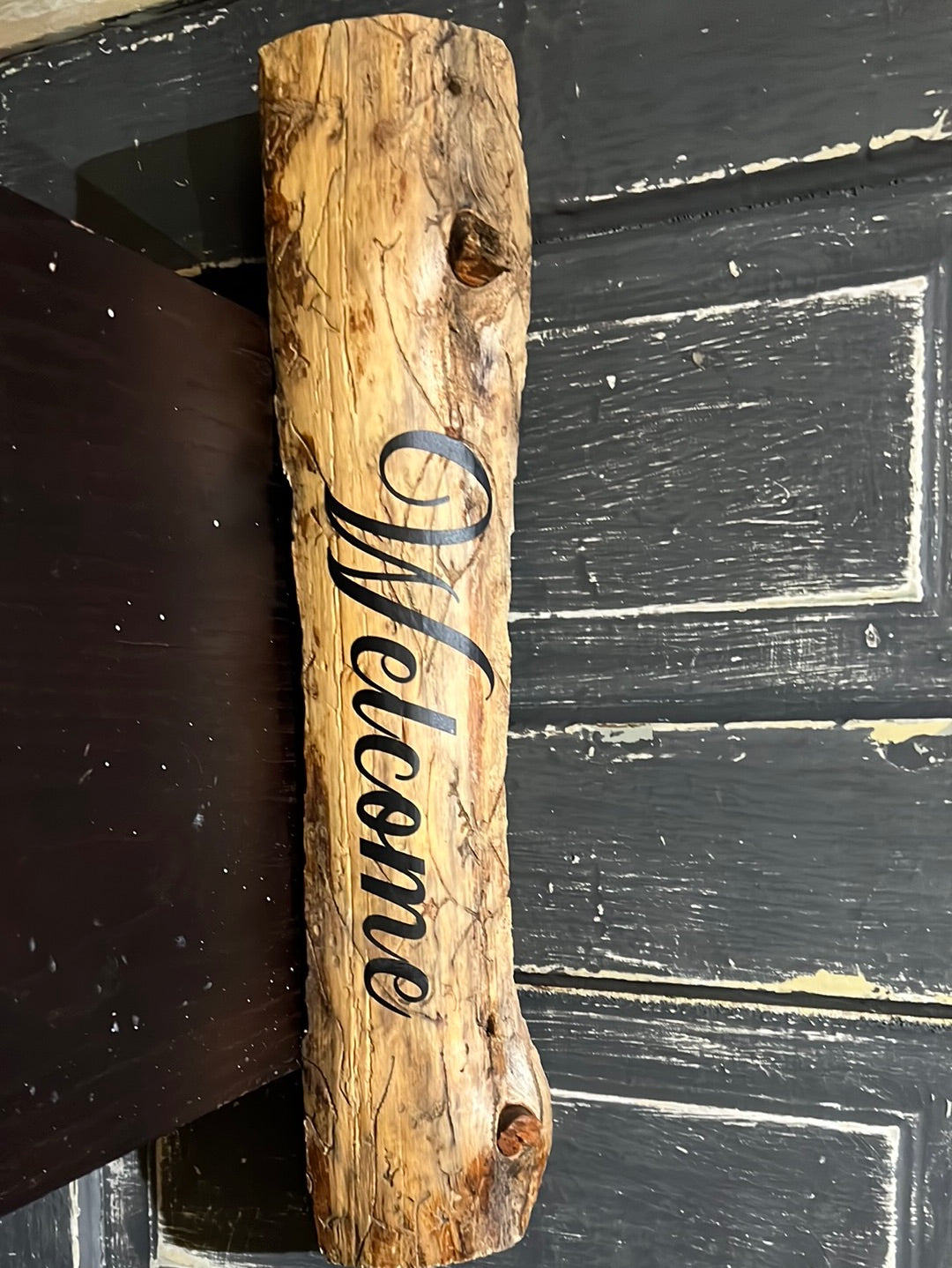 Wood welcome sign