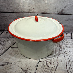 Red enamel pots 10"