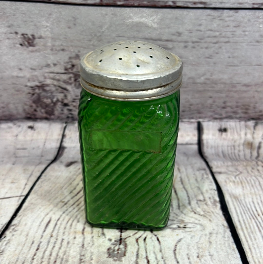 Green Glass Condiments Jar