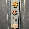 Gray trim wall hanging with two flowers