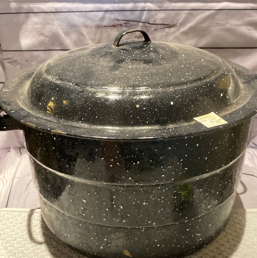 Large Black Enamel Pot