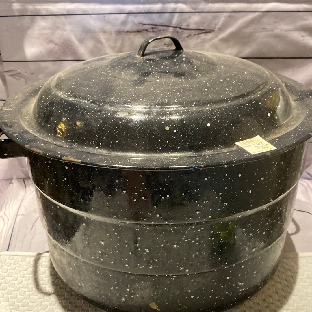 Large Black Enamel Pot