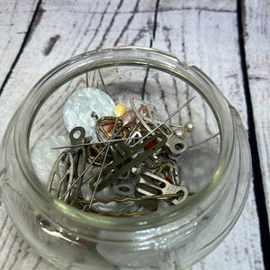 Assorted glass jar of Sewing