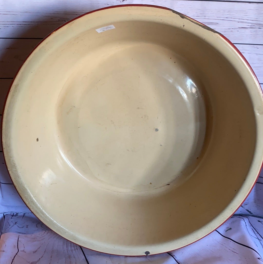 16" red enamel bowl
