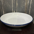 White w/ Blue Enamel Serving Bowl/plate