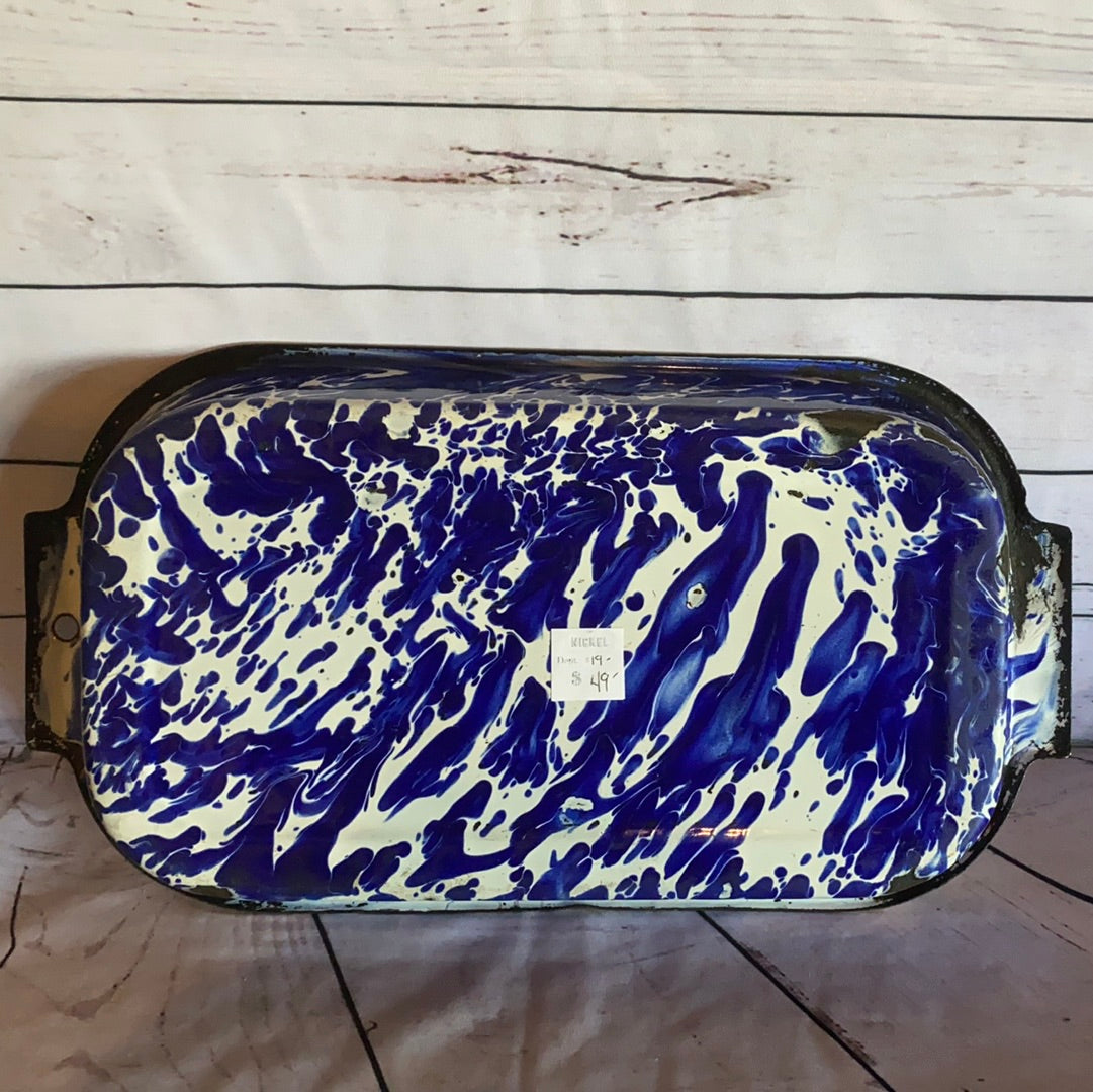Enamel Blue Marble casserole pan