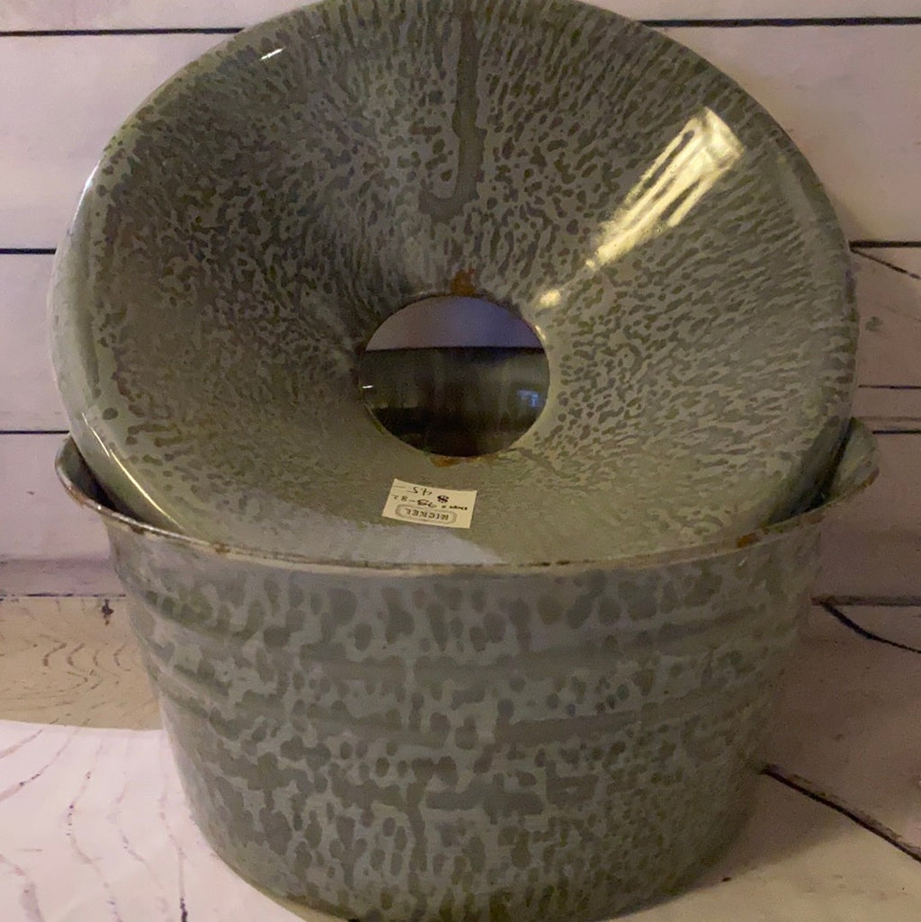 2pc Gray Enamel Spitoon