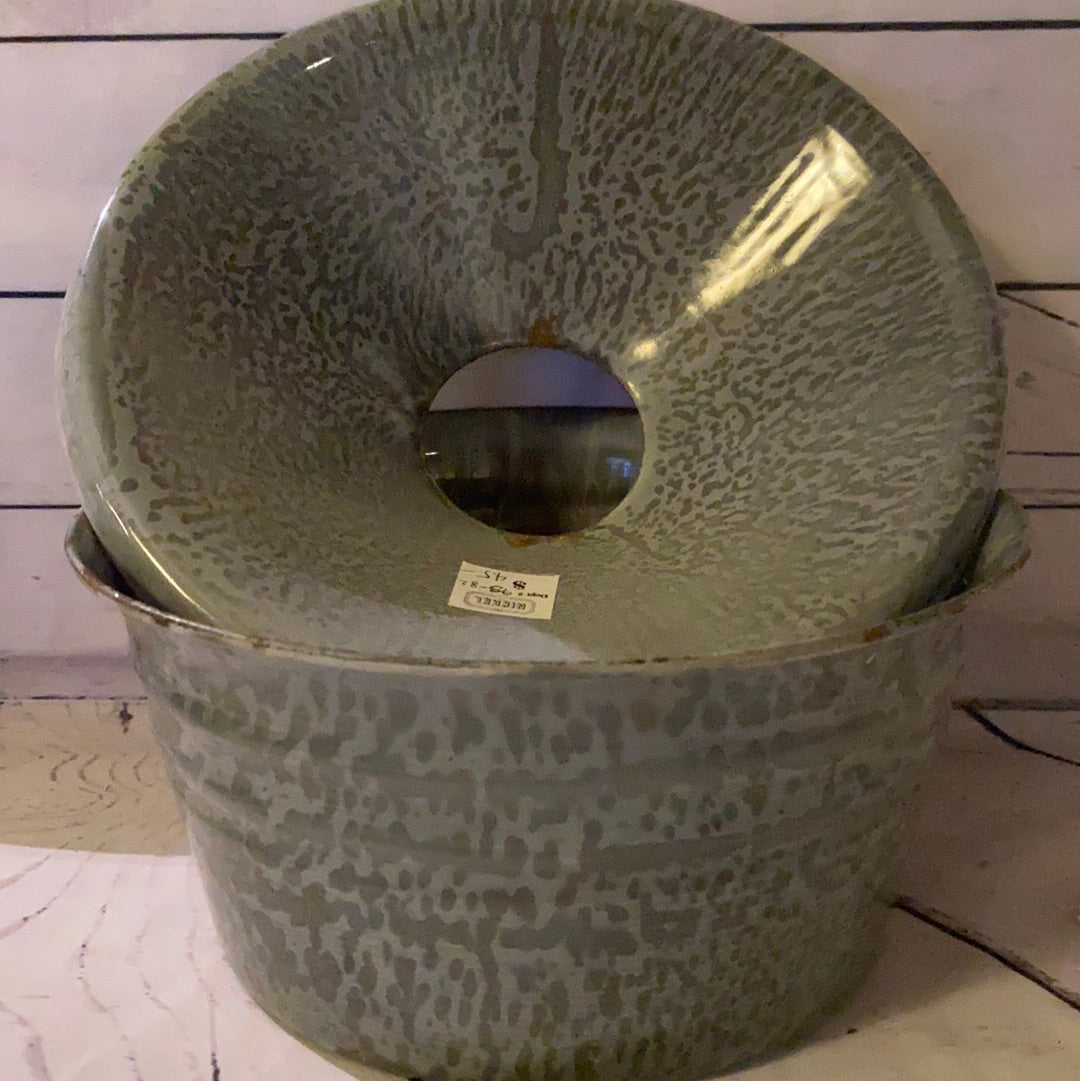 2pc Gray Enamel Spitoon