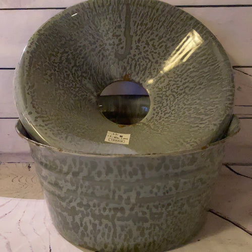 2pc Gray Enamel Spitoon