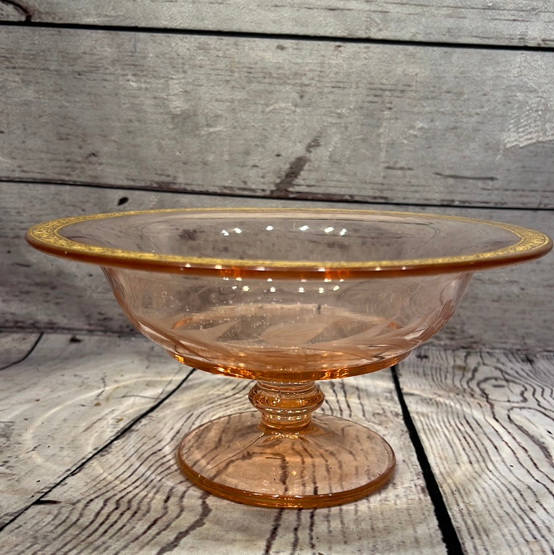 Pink Depression pedestal bowl