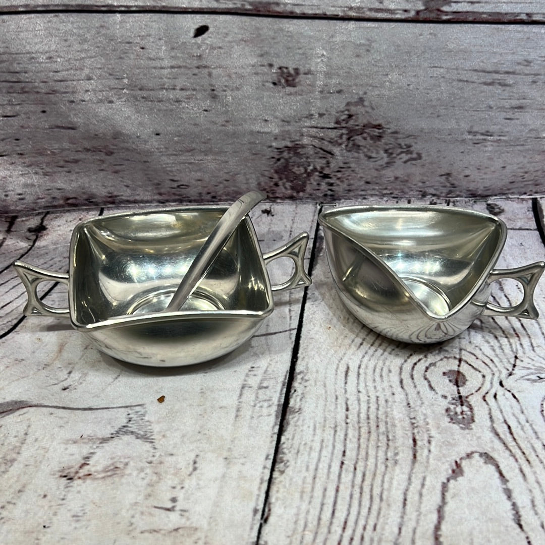 Pewter Cream and Sugar