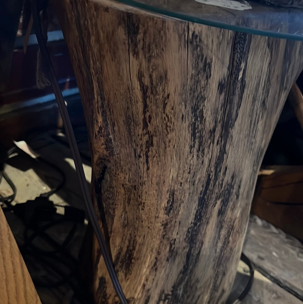 Wood stump table
