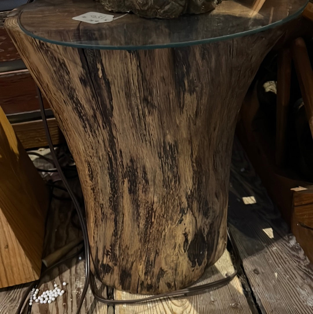 Wood stump table